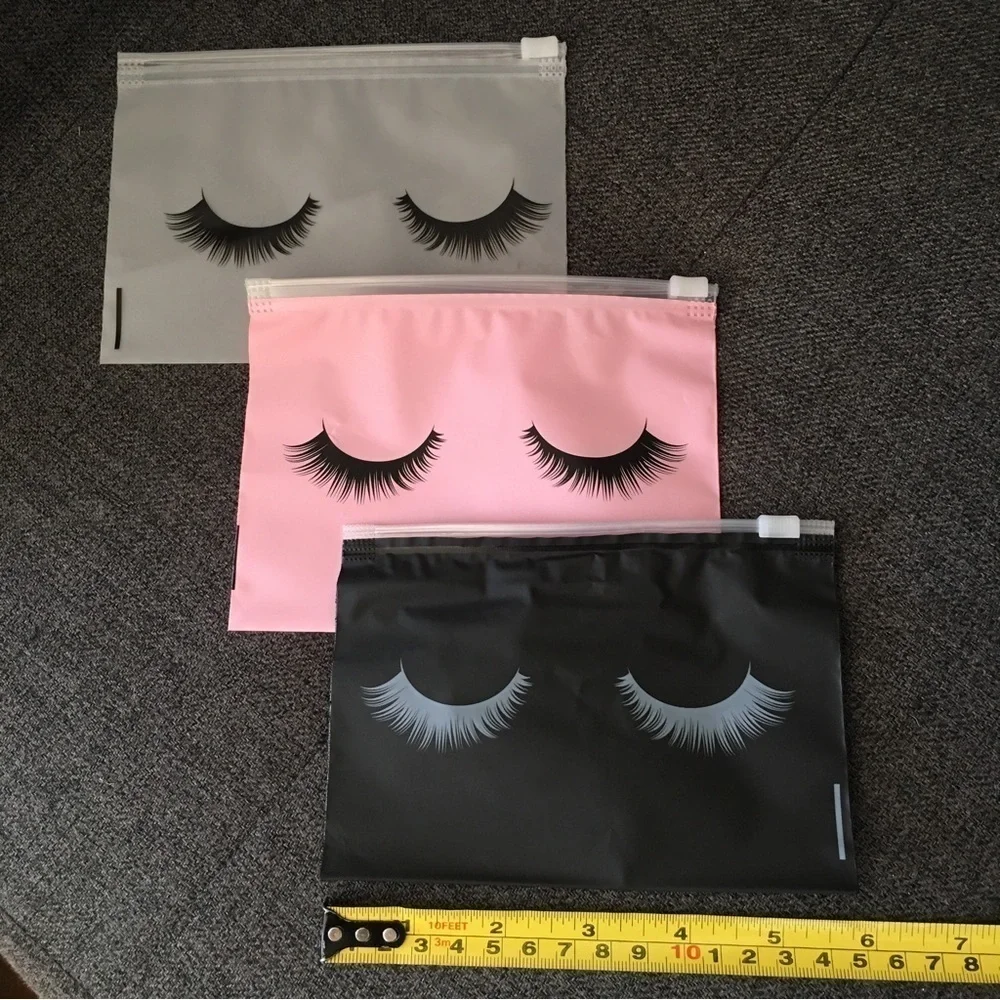 Set/3 Waterproof Mini Eyelash Makeup, Toiletry, Travel Bags, Pink, Black, Clear